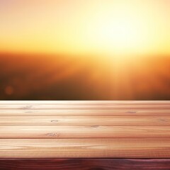 Image aig30 features an empty, brown wooden table with blurry cornfield background. (Generative AI)