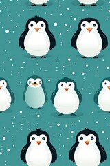 Naklejka premium Penguin faces seamless tiles