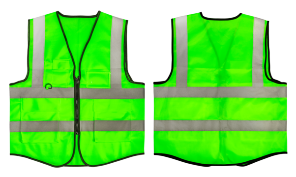 Safety Vest Reflective shirt beware, guard, traffic shirt, safety shirt, rescue, police, security shirt isolated on white background PNG file.
