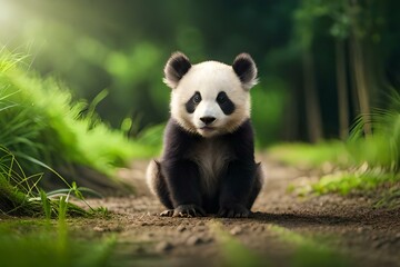 giant panda bear generated by AI technology