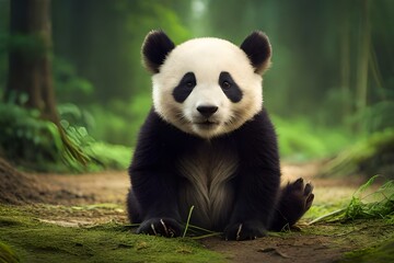 Naklejka premium giant panda bear generated by AI technology