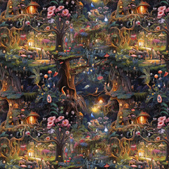 Magical Forest Seamless Pattern Background 3