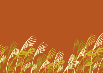 金色に輝くススキのイラスト背景素材