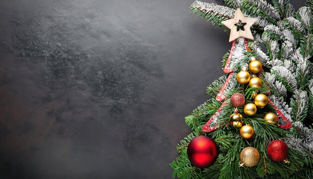 christmas decoration on black wooden background 2023