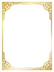 Art Deco gold frame vintage frame line geometric wedding label card frame png transparent background