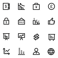 Collection of Stock Market Bold Line Icons

