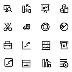 Set of Business Statistics Bold Line Icons

