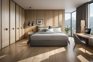 beautiful bed room in a house generated by AI
