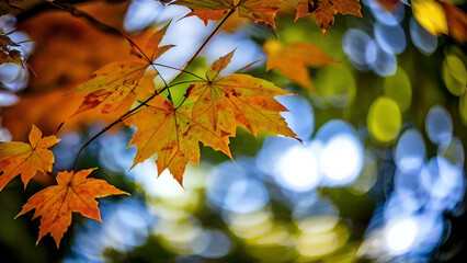 Naklejka na ściany i meble beautiful nature maple leaf autumn background