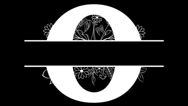 Number Nine Flowers Monogram Aesthetic White Animated, with ALPHA Channel (Transparent Background) In 4K Resolution
