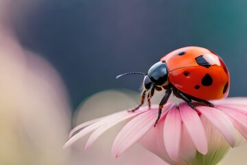 ladybug on petal  generated by AI
