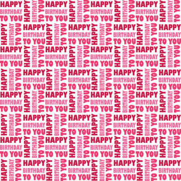 Happy birthday wrapping paper seamless pattern in pink color