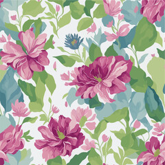 colorful watercolor flowers, seamless flowers pattern