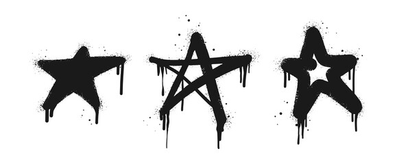 Spray painted graffiti Star sign in black over white. Star drip symbol. isolated on white background. vector illustration © Receh Lancar Jaya