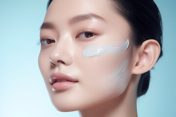 Portrait of beauty asian woman with perfect healthy glow skin facial