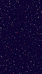 Abstract speckled background. Multicolored shapeless dots-specks on a dark blue background for the screen wallpaper