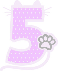 cat  numbering for birthday party  ornament animal font