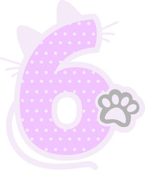 cat  numbering for birthday party  ornament animal font