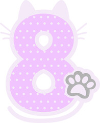 cat  numbering for birthday party  ornament animal font