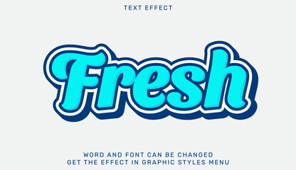 Fresh text effect template in 3d design. Text emblem for advertising, branding, business logo