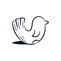 Bird or chicken hand drawn line clip art. Poultry outline cartoon doodle vector icon logo illustration