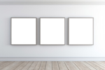 Blank horizontal poster frame mock up in living room interior, Modern living room interior background. Generated AI