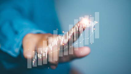 Businessman forex trading graph financial data stock market success strategizing