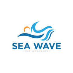 Fototapeta premium Sea Waves Logo Design Illustration