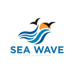 Sea Waves Logo Design Illustration