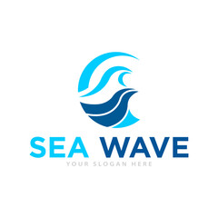 Sea Waves Logo Design Illustration