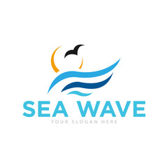 Sea Waves Logo Design Illustration