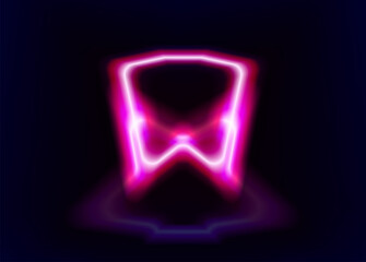 dental illustration logo. abstract dental illustration with neon color style on dark. Dental clinic advertising design in trendy neon style. Night bright neon signboard. Vector logo