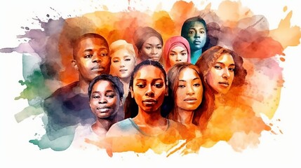 black history month, watercolor background Generative ai