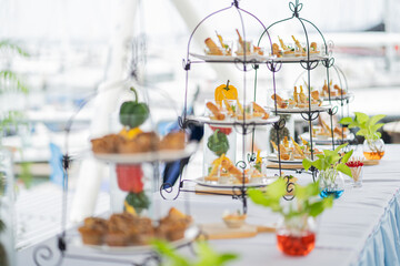 glass of wine and snacks afternoon tea
