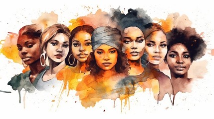 black history month, watercolor background Generative ai
