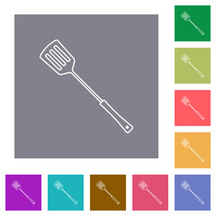 Barbecue spatula outline square flat icons