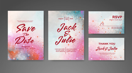 Save the date with watercolor background. Design for your invitation.