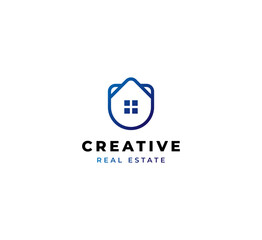 Simple Home Icon House Logo Linear Rounded Style.