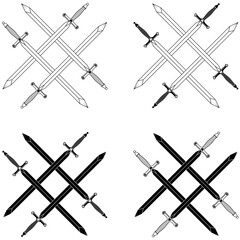 design of four crossed ancient sword