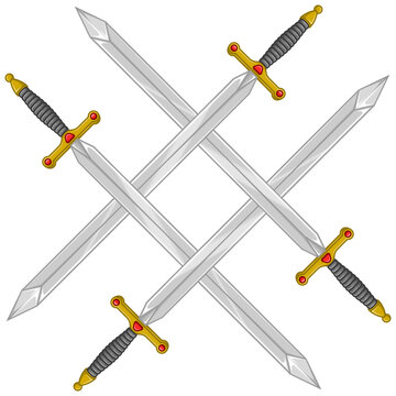 design of four crossed ancient sword