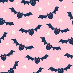 Bat seamless pattern. Cute Halloween concept.