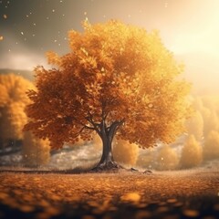 Fototapeta na wymiar Yellow autumn tree