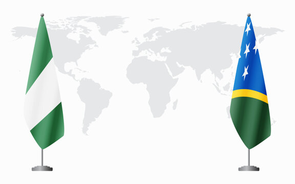 Nigeria and Solomon Islands flags for official meeting