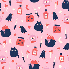 Witchcraft seamless pattern. Magic concept