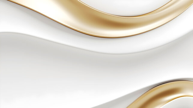 Fototapeta Abstract luxury gold and white color curve banner background Generative ai