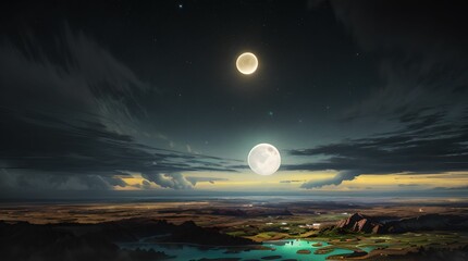 Fototapeta premium ai-generated landscape with moon and cloud