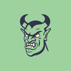 simple green devil game developer logo vector illustration template design