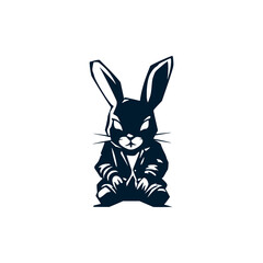 Obraz premium simple rabbit animal grunge style logo vector illustration template design