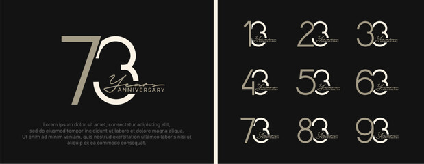 set of anniversary logo brown color on black background for celebration moment