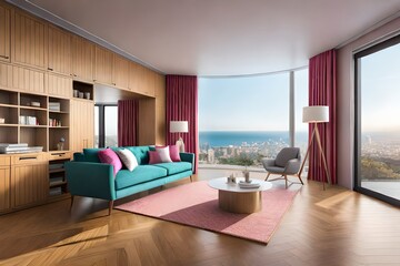 Naklejka na ściany i meble modern living room generated by AI tool 